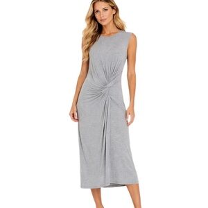 Topshop Twist Front Jersey Midi Dress in Marked Gray Size 8